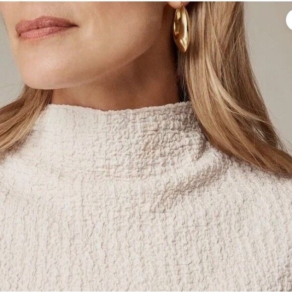 J.Crew Textured Bubble Knit Mockneck Sleeveless Top Women’s Cream Polyester S - Picture 2 of 11